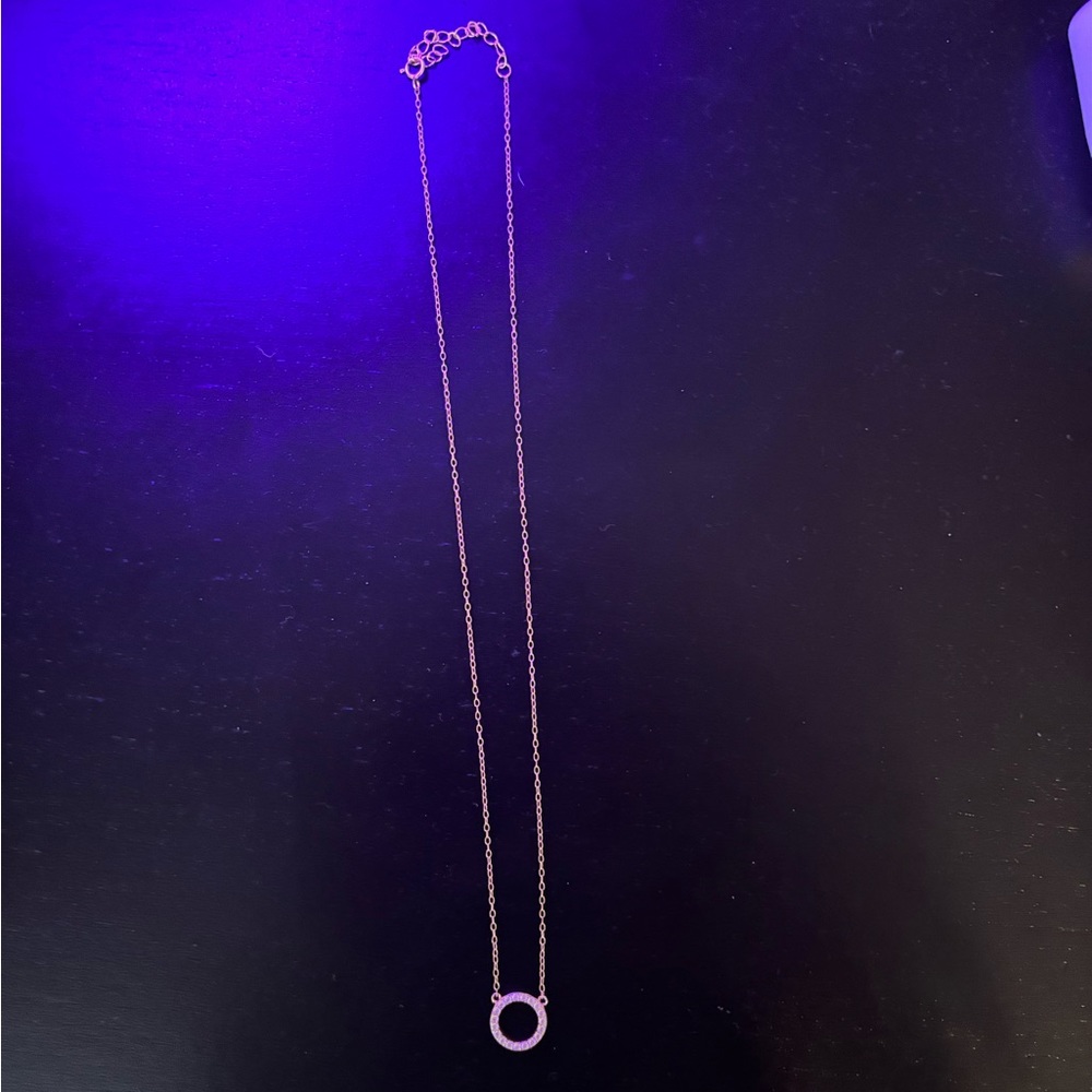 Rose gold diamond circle necklace
